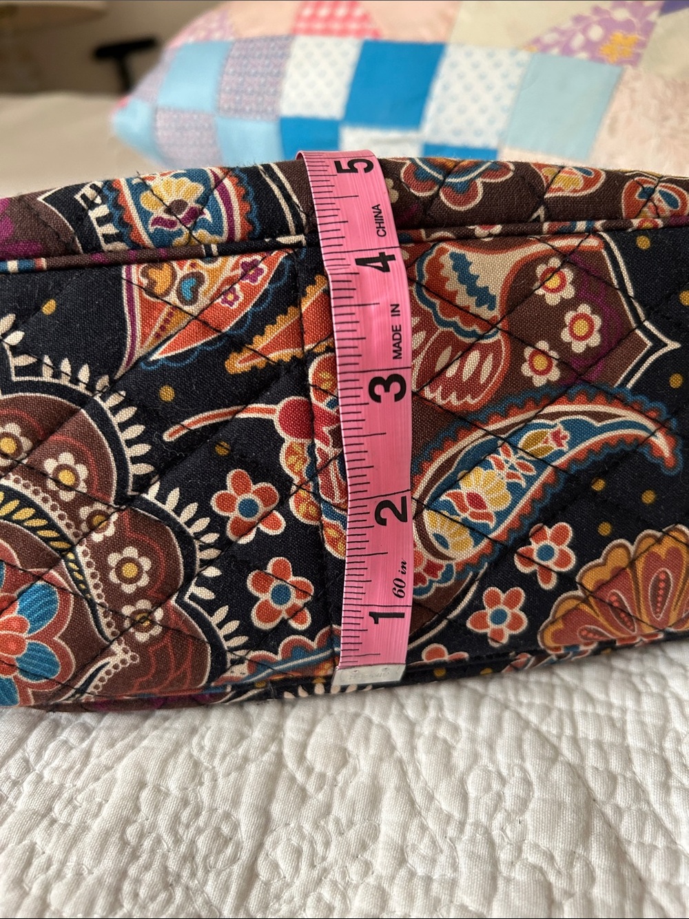 Vera Bradley quilted shoulder purse in browns, turquoise, yellow and black - Picture 5 of 15